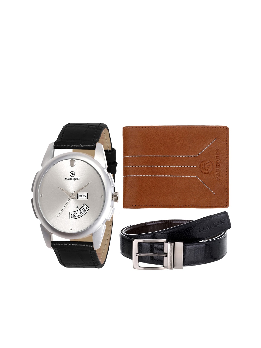 

MARKQUES Men Black & Brown Solid Accessory Gift Set
