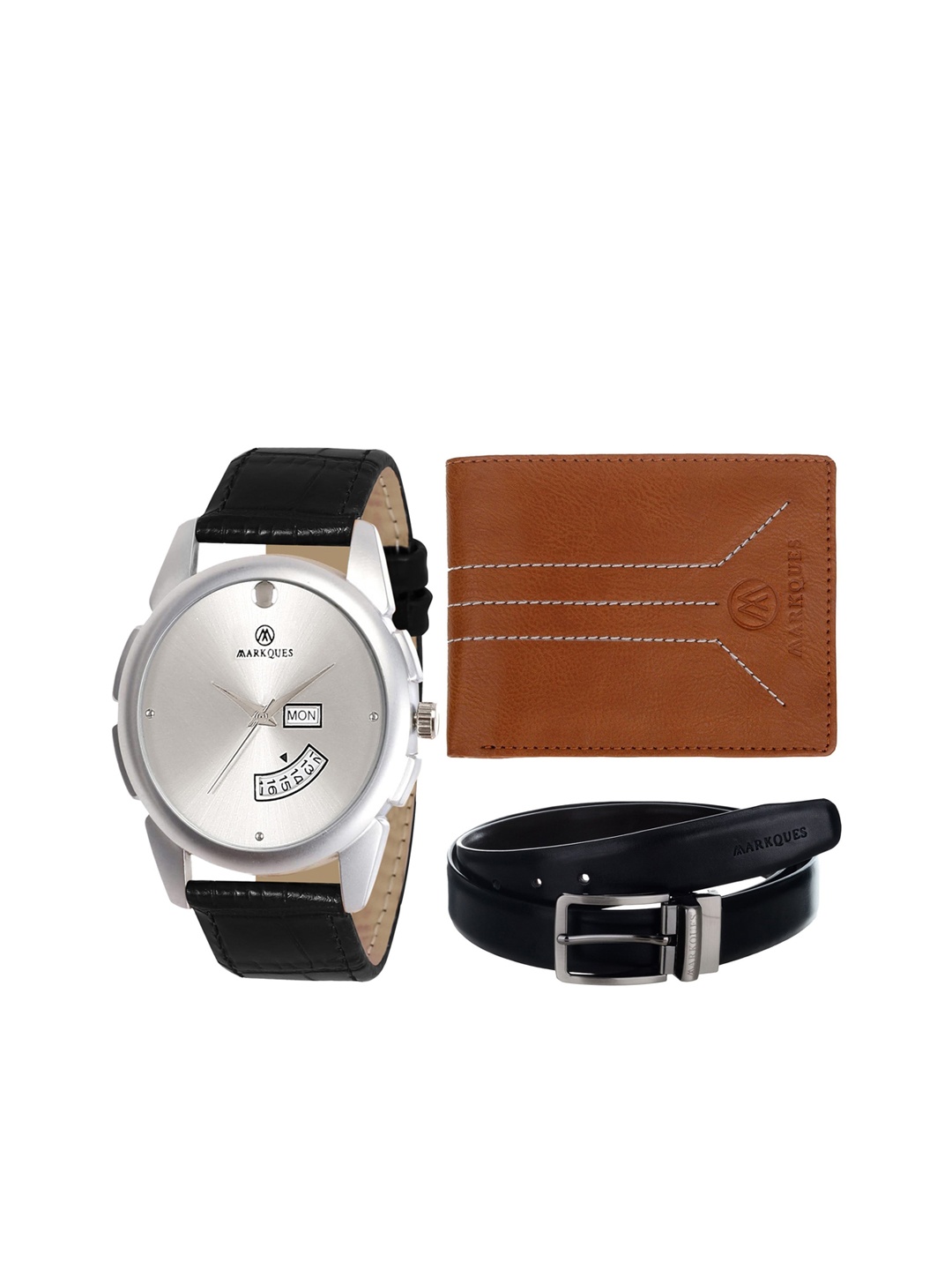 

MARKQUES Men Black & Brown Solid Accessory Gift Set