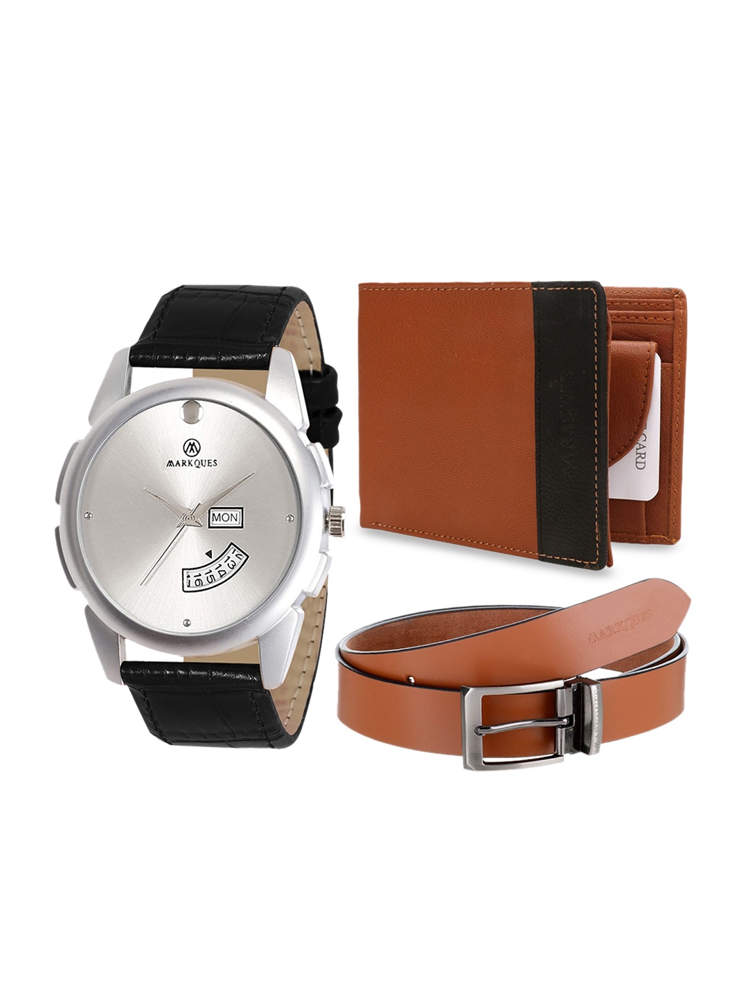 

MARKQUES Men Black & Brown Solid Accessory Gift Set