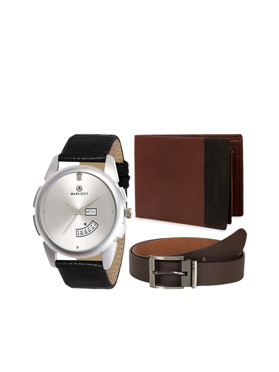 

MARKQUES Men Black & Brown Solid Accessory Gift Set