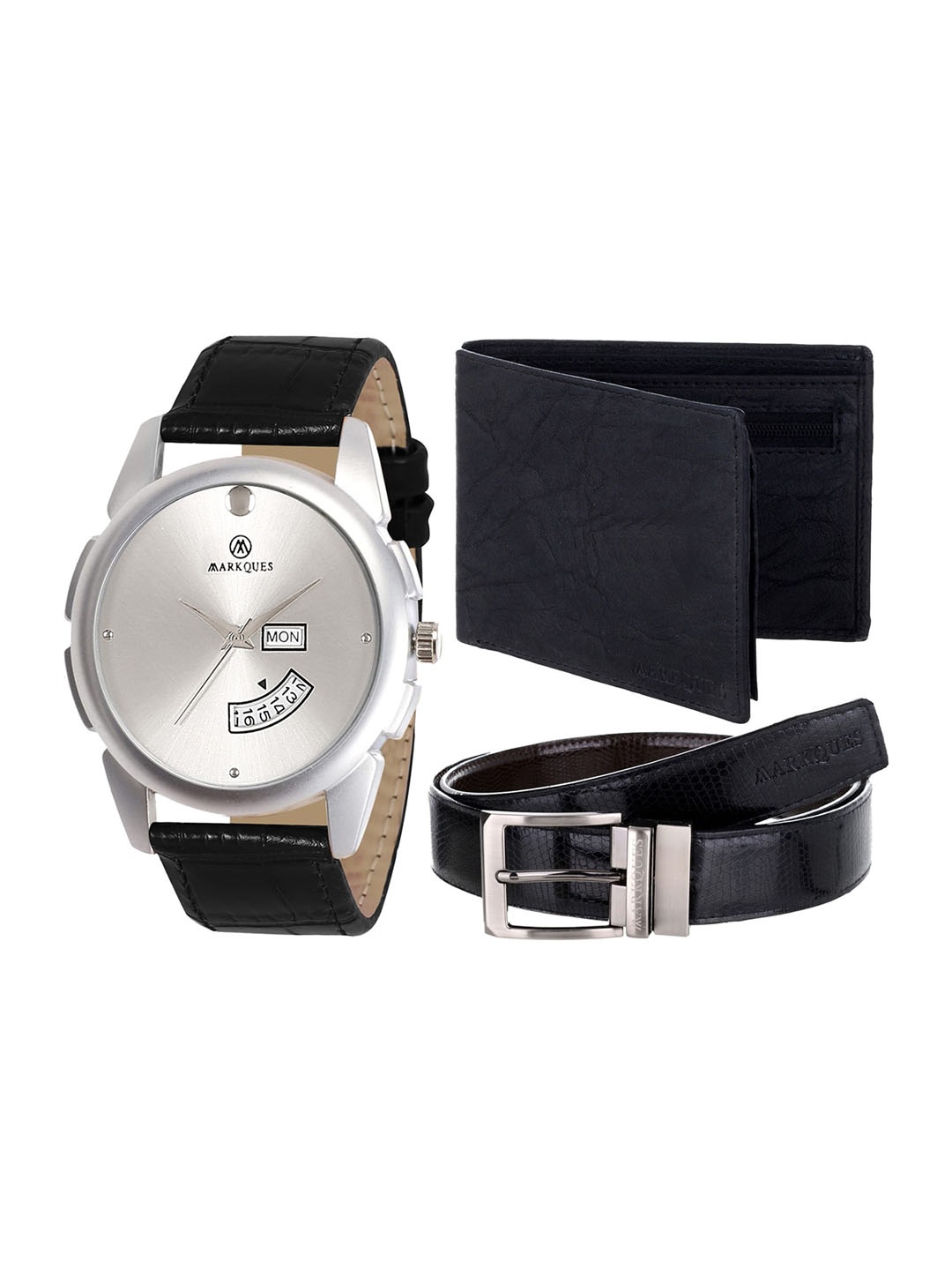 

MARKQUES Men Black & Blue Solid Accessory Gift Set