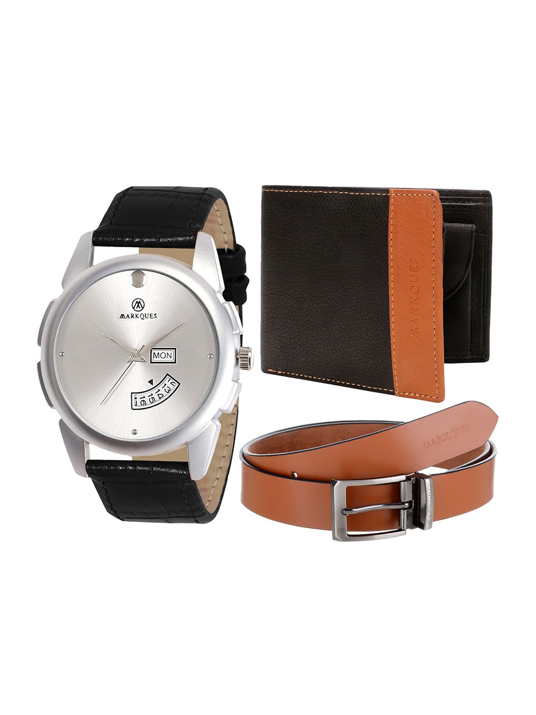 

MARKQUES Men Black & Brown Solid Accessory Gift Set