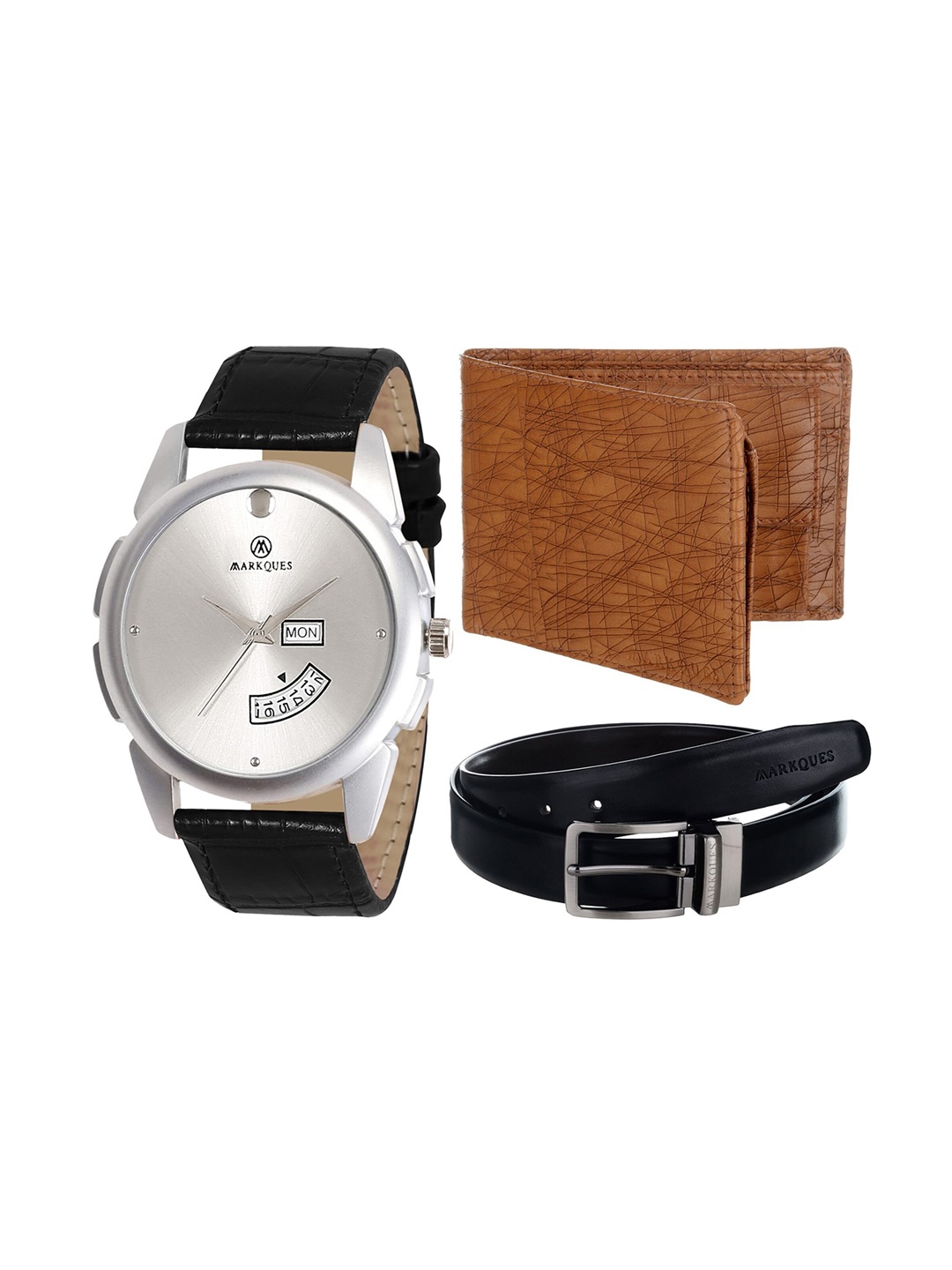 

MARKQUES Men Black & Brown Solid Accessory Gift Set