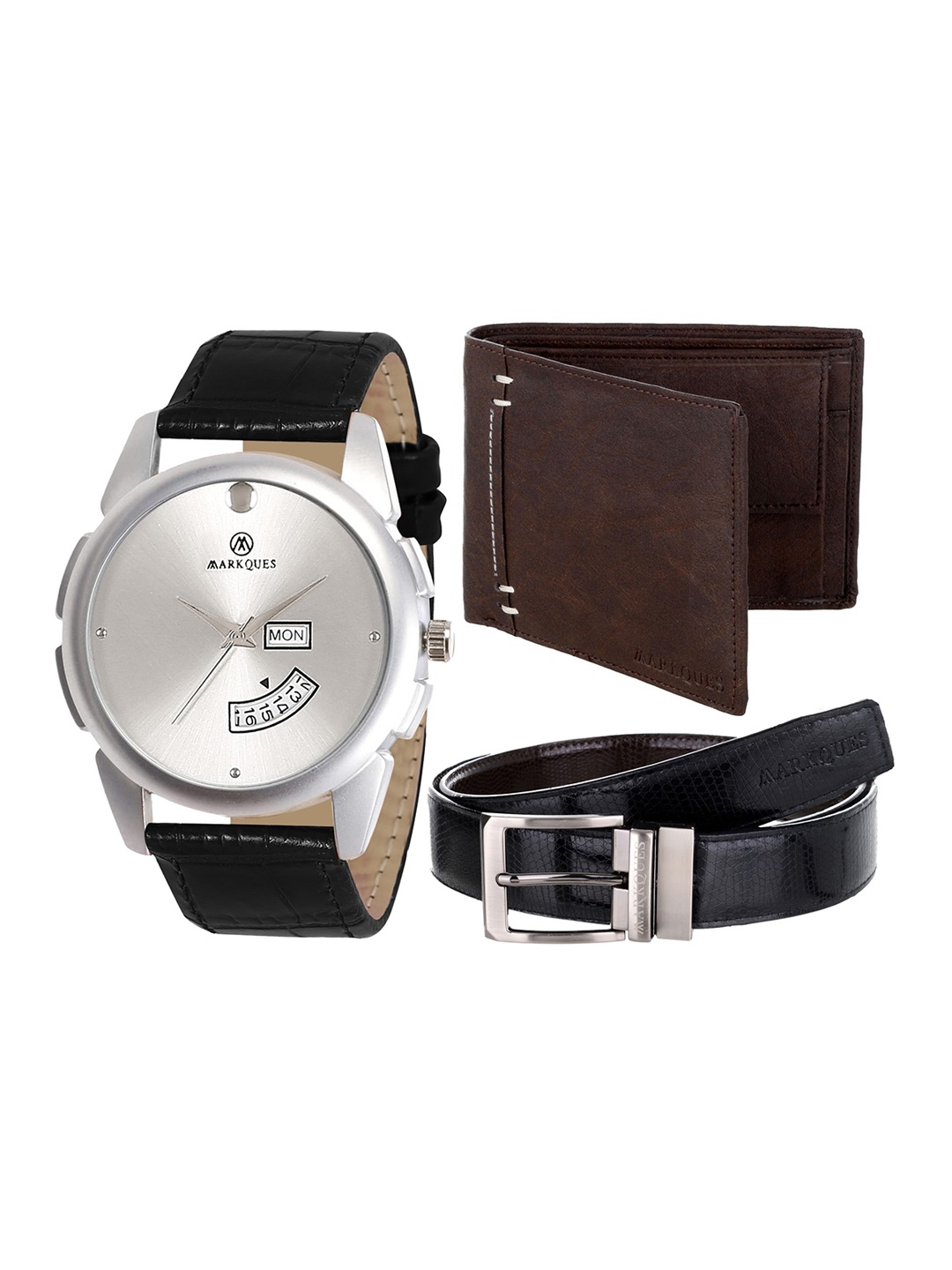 

MARKQUES Men Black & Brown Solid Accessory Gift Set