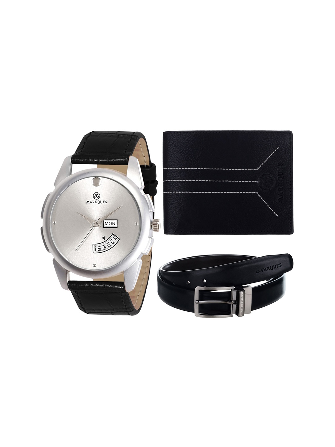 

MARKQUES Men Solid Accessory Gift Set, Black