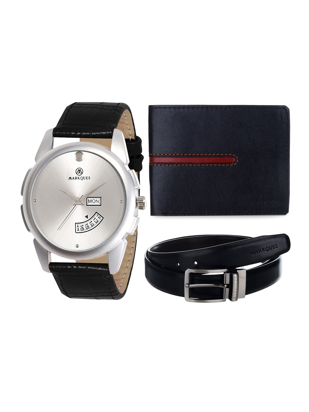 

MARKQUES Men Black & Blue Solid Accessory Gift Set