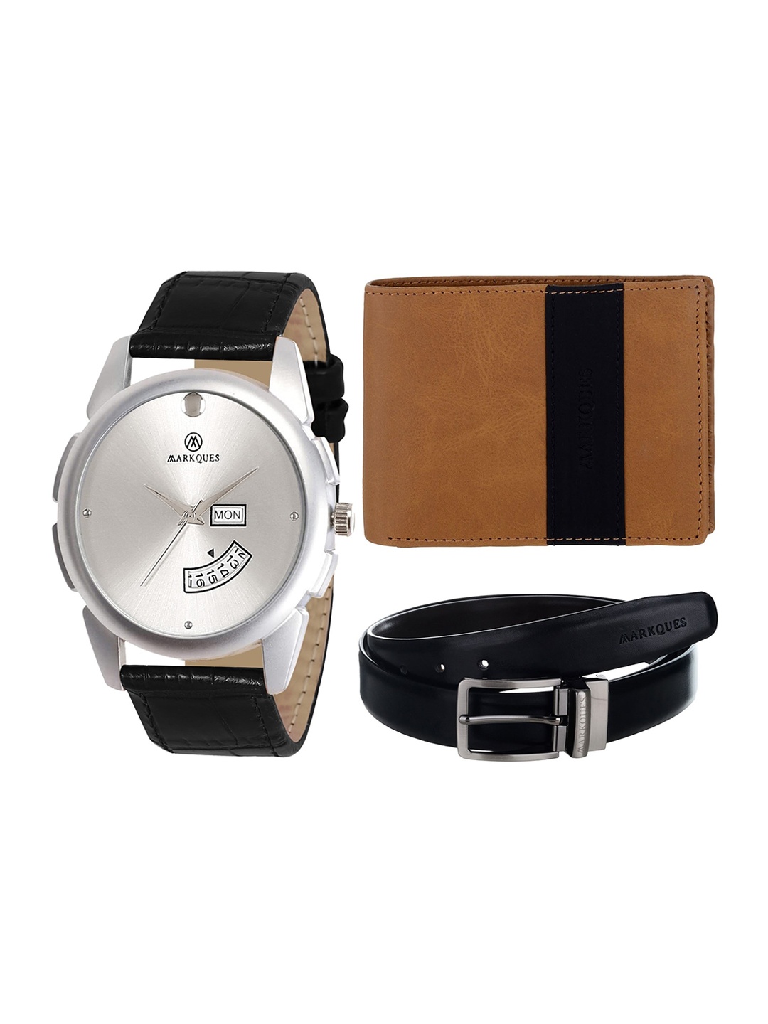 

MARKQUES Men Black & Brown Solid Accessory Gift Set