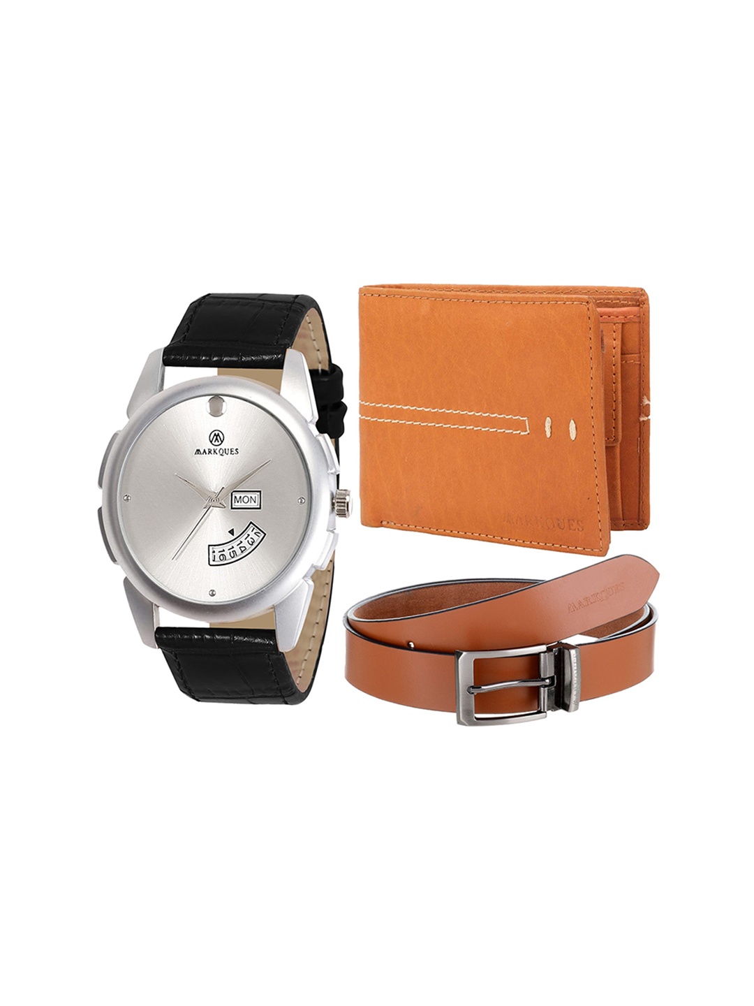 

MARKQUES Men Black & Brown Solid Accessory Gift Set