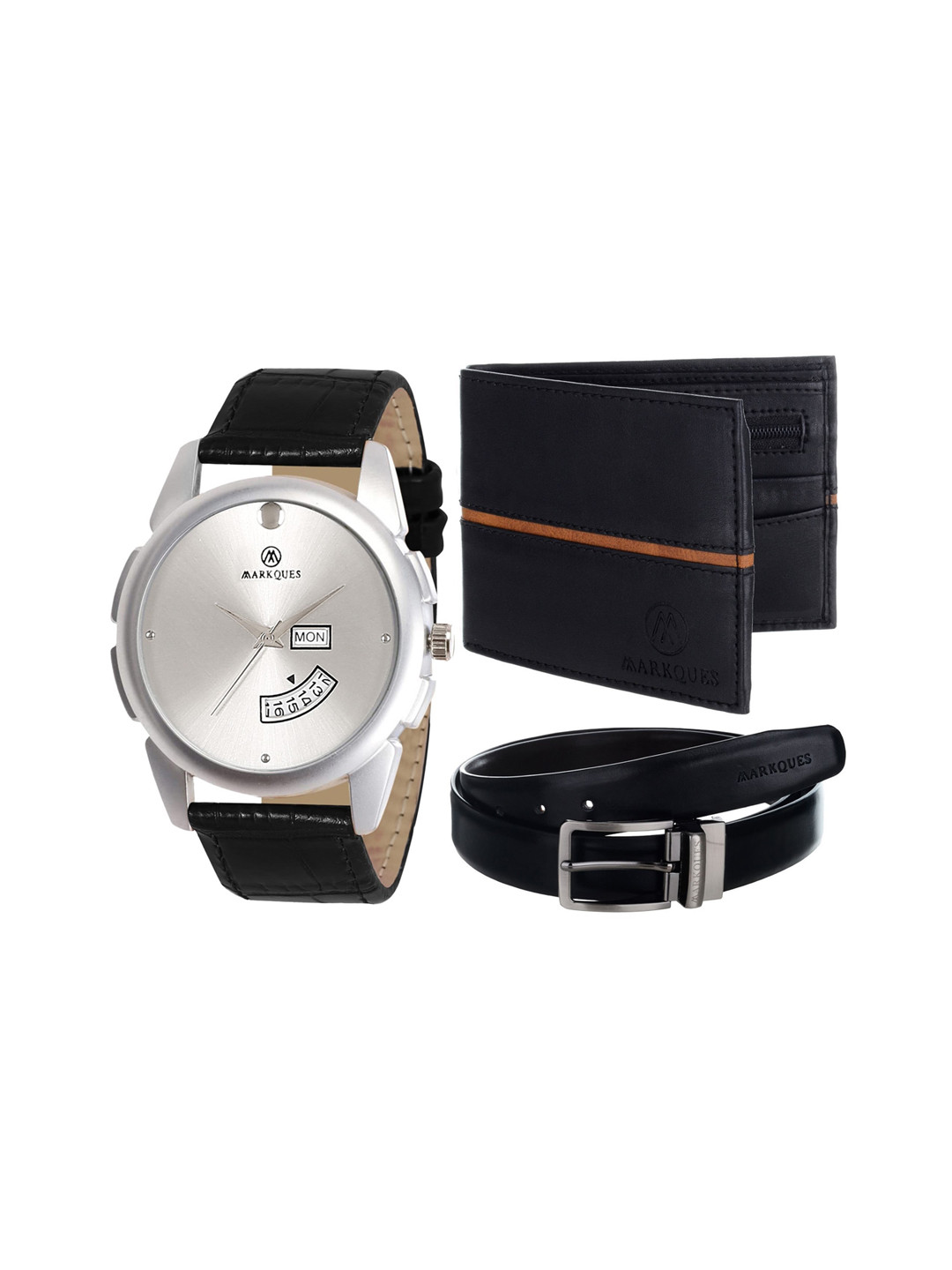 

MARKQUES Men Black Solid Accessory Gift Set