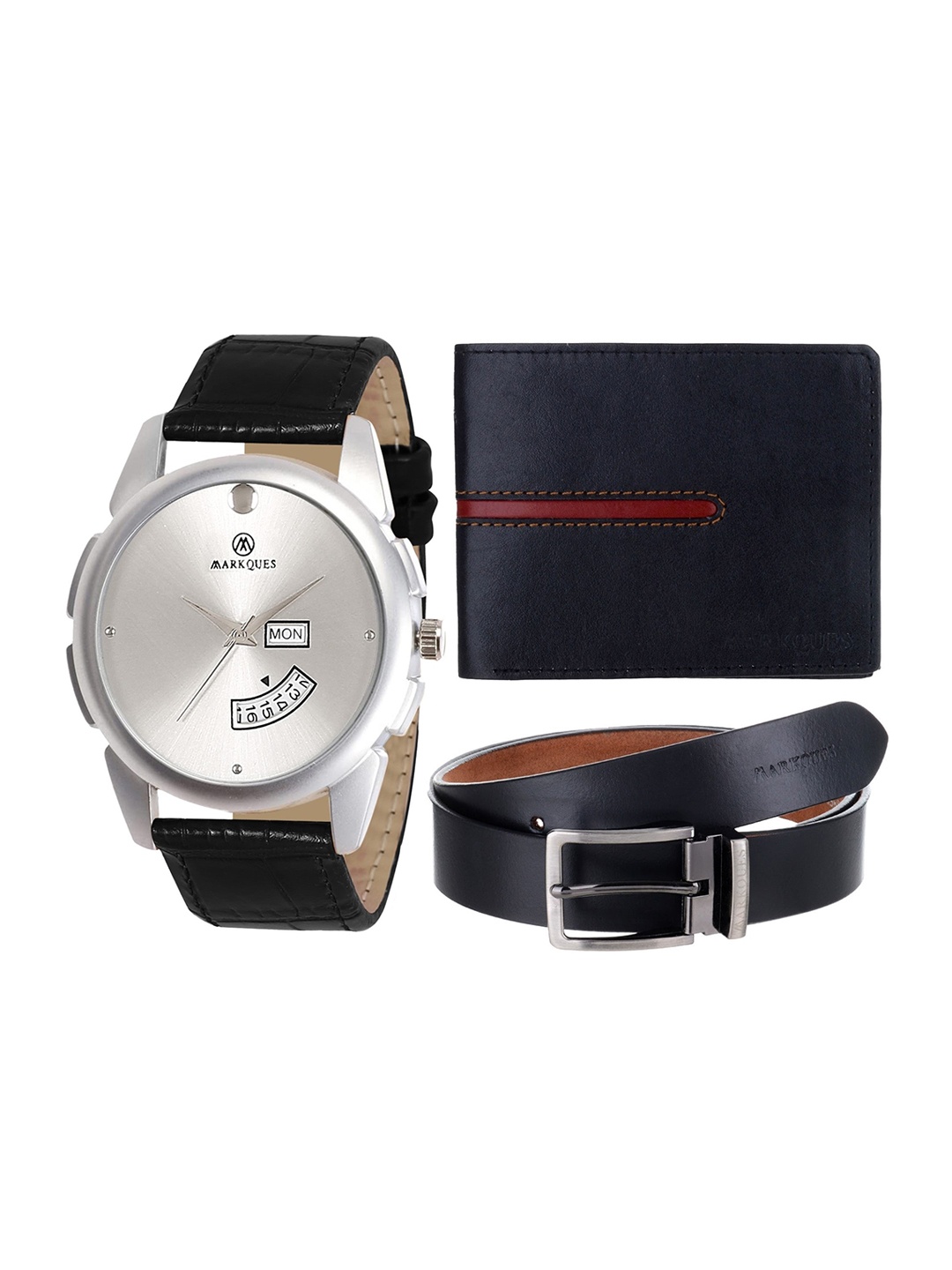 

MARKQUES Men Black & Blue Solid Accessory Gift Set