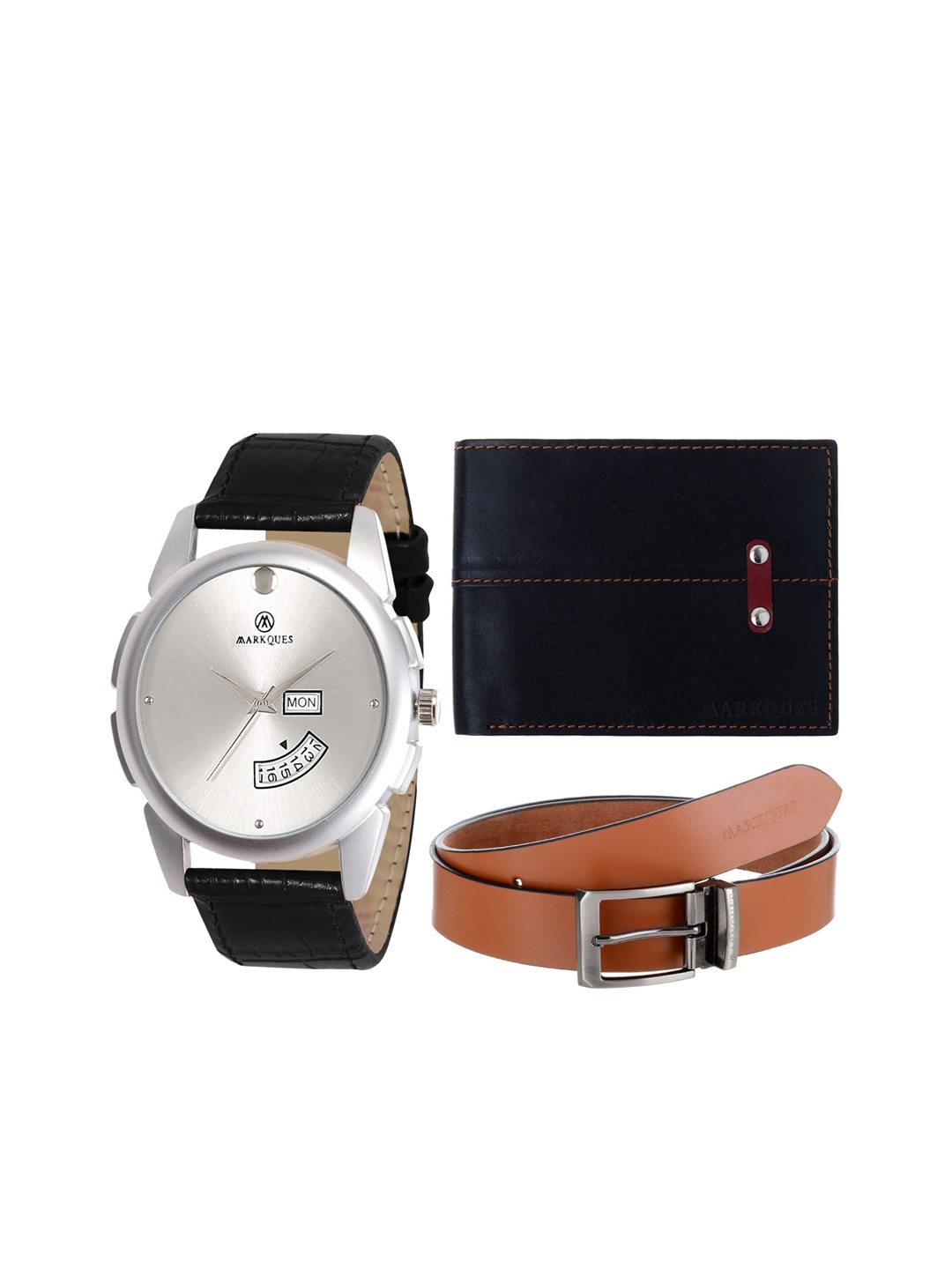 

MARKQUES Men Black & Brown Solid Accessory Gift Set