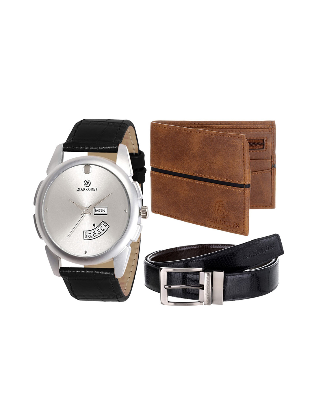 

MARKQUES Men Black & Brown Solid Accessory Gift Set