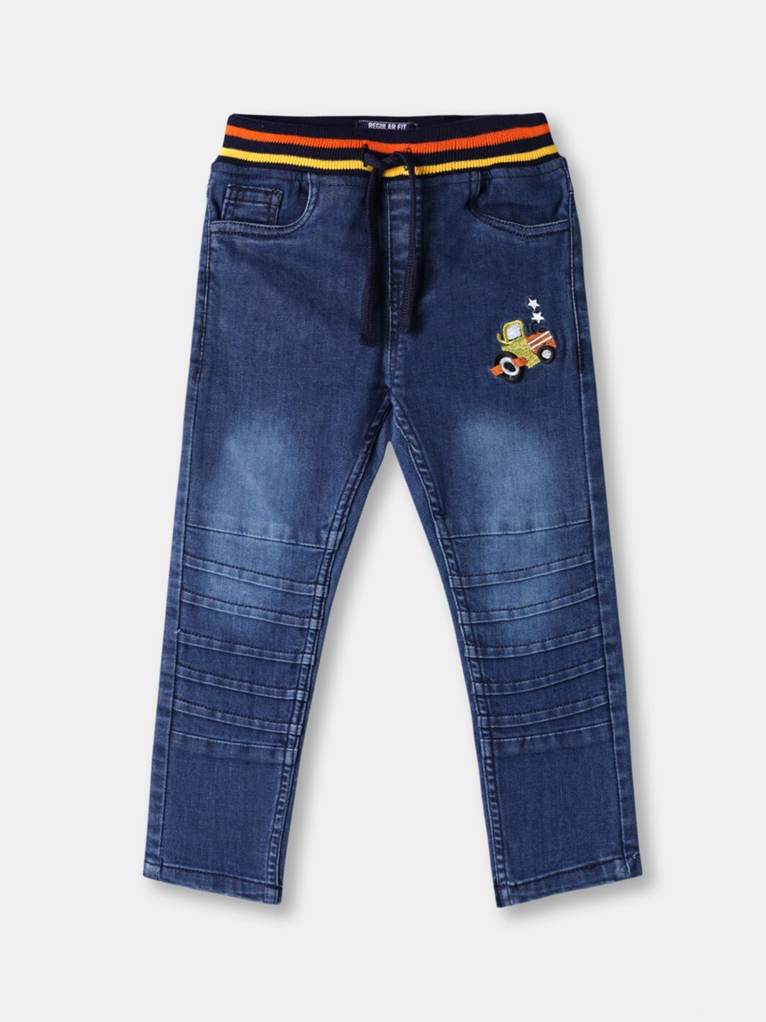 

R&B Boys Blue Washed Regular-Fit Cotton Joggers