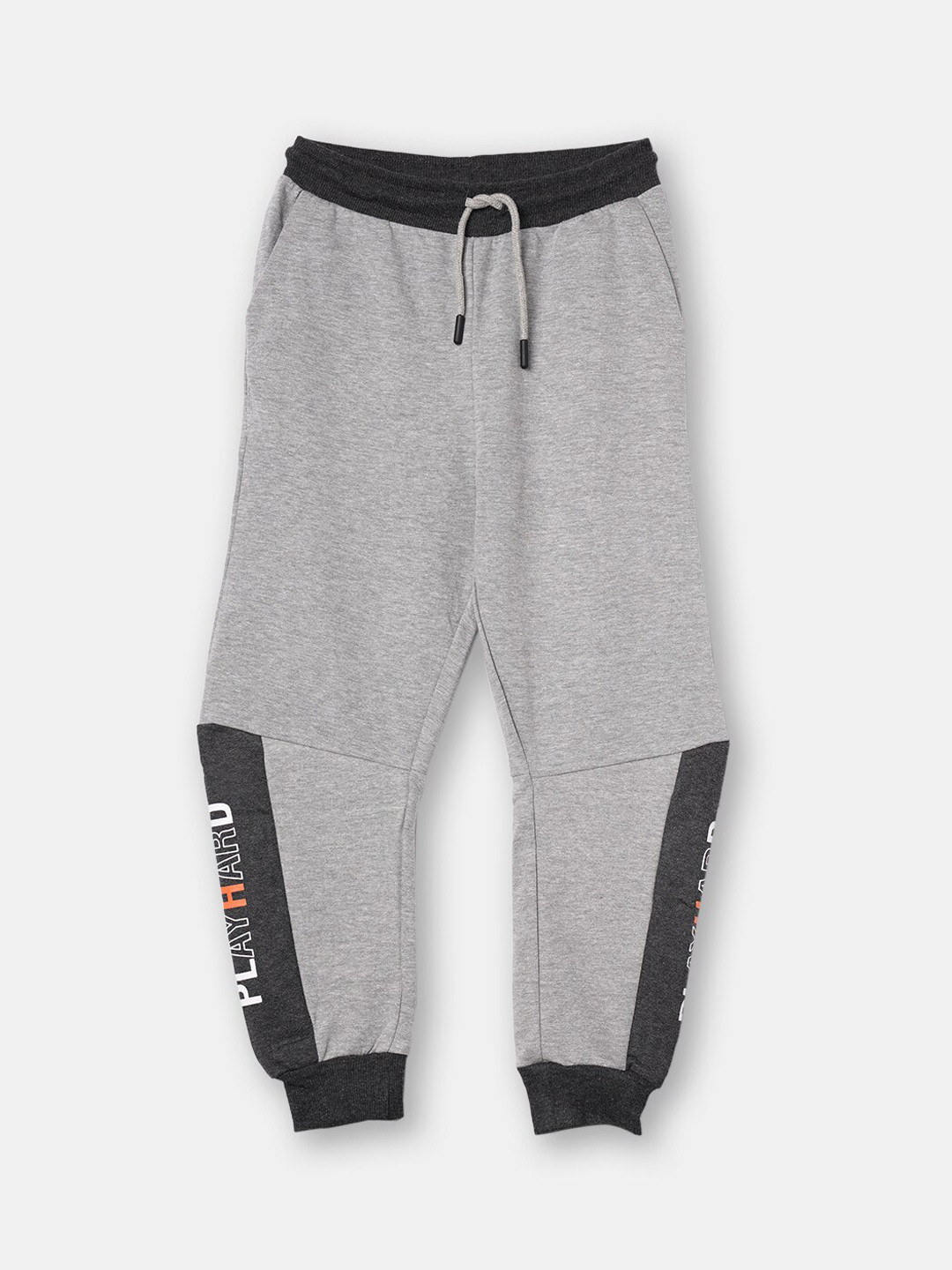 

R&B Boys Grey Solid Cotton Drawstring Joggers