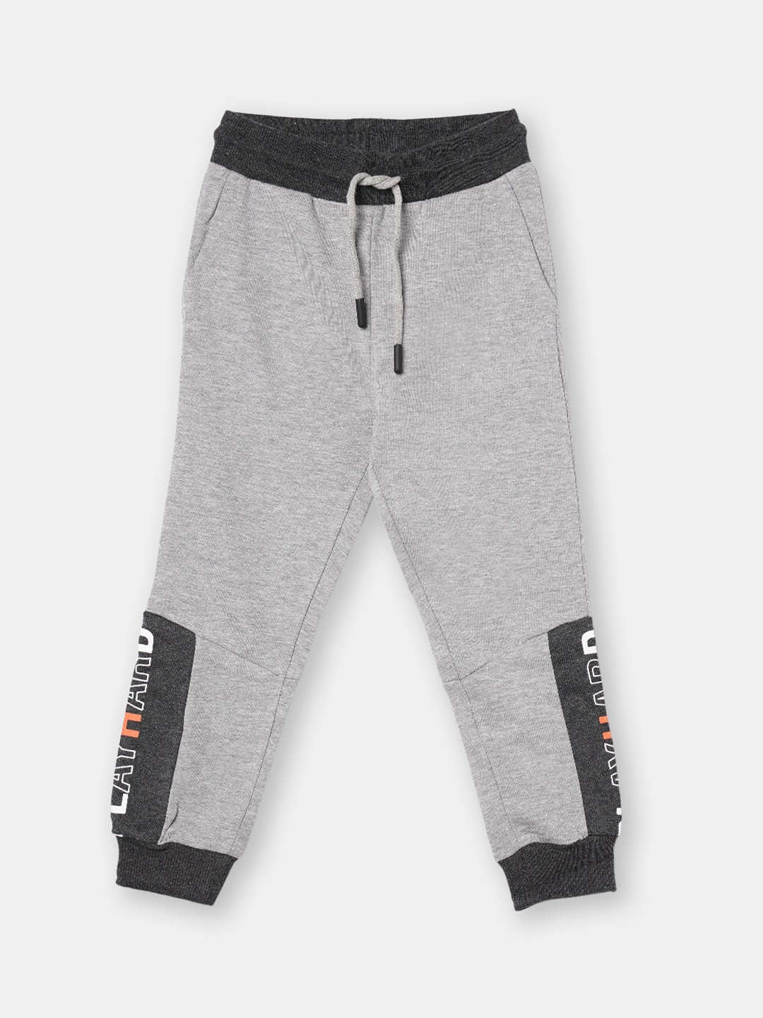 

R&B Boys Grey Solid Cotton Drawstring Joggers
