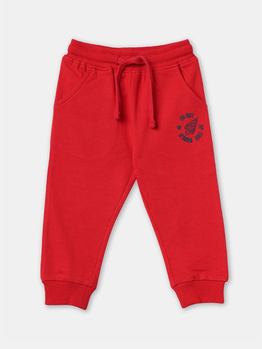 

R&B Infant Red Solid Cotton Drawstring Joggers