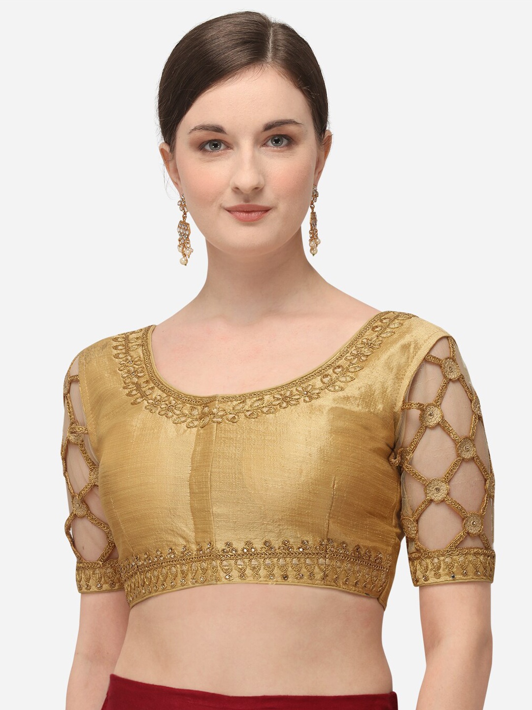

Fab Viva Beige Embroidered Saree Blouse