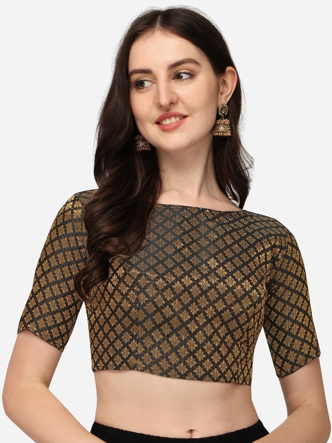 

Fab Viva Black Woven Design Saree Blouse