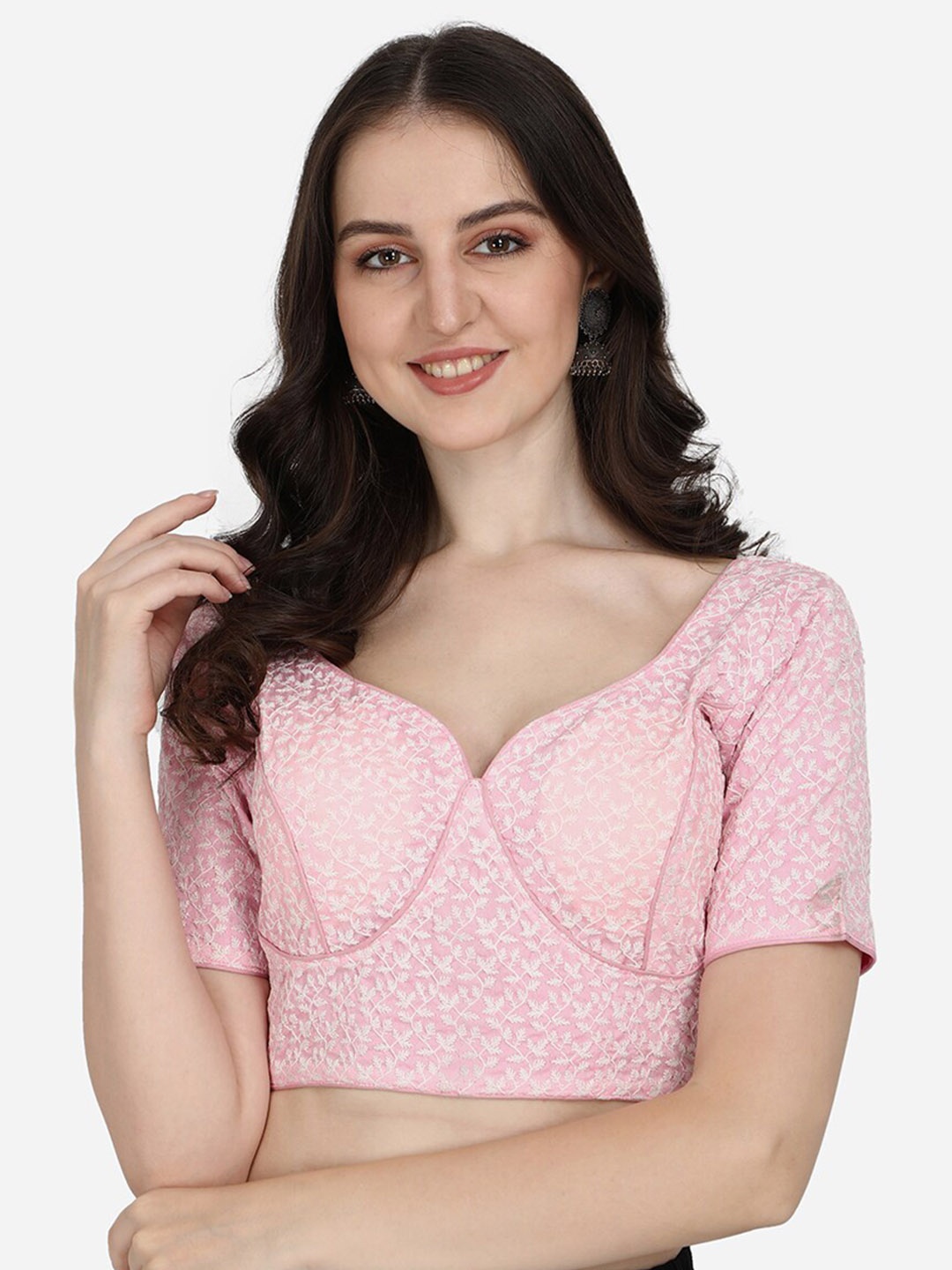 

Fab Viva Pink Embroidered Saree Blouse