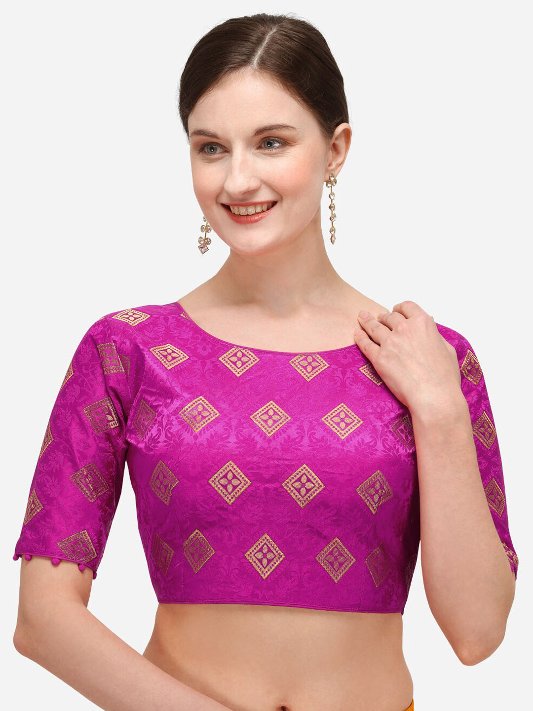 

Fab Viva Pink Woven Design Saree Blouse
