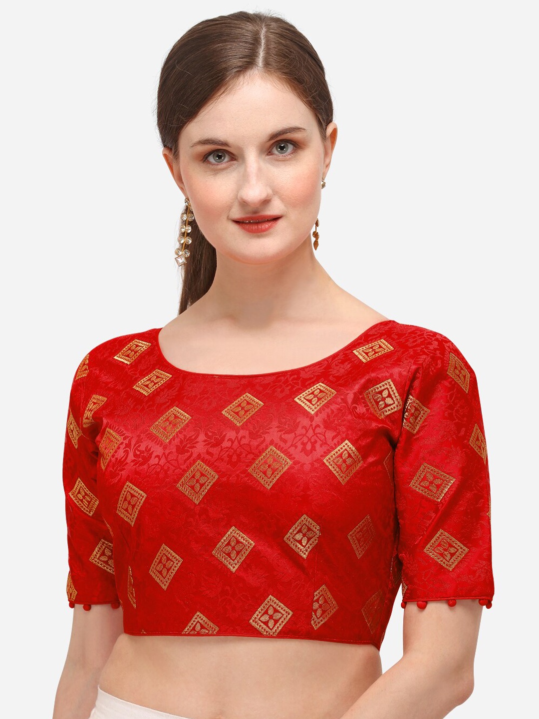

Fab Viva Red Woven Design Saree Blouse