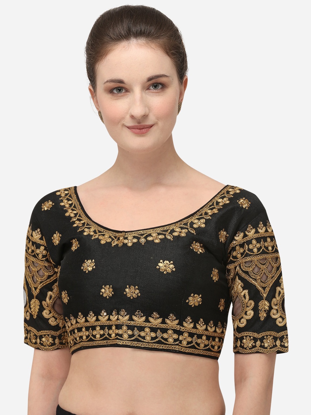 

Fab Viva Black Embroidered Saree Blouse