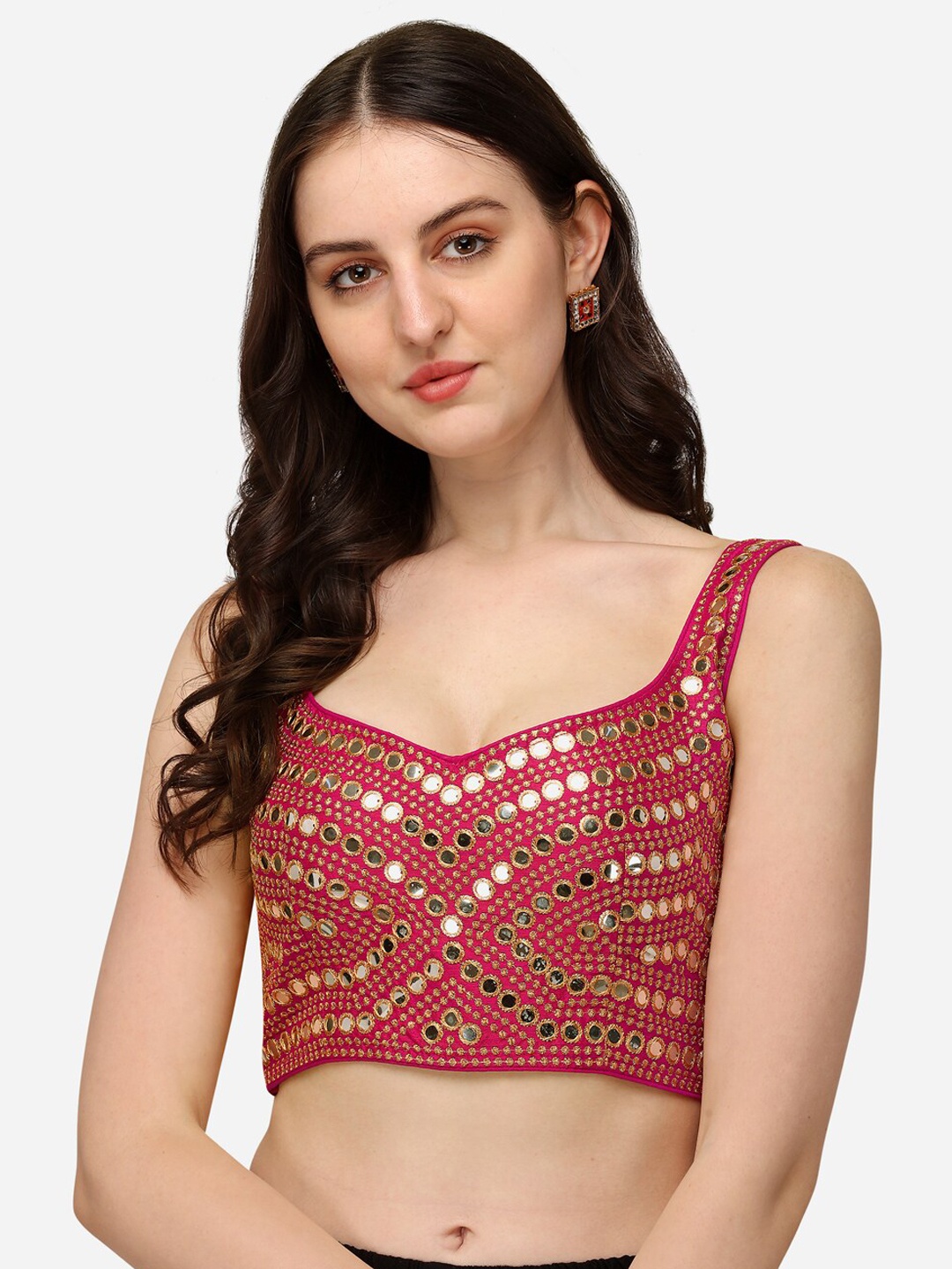 

Fab Viva Pink Embroidered Saree Blouse