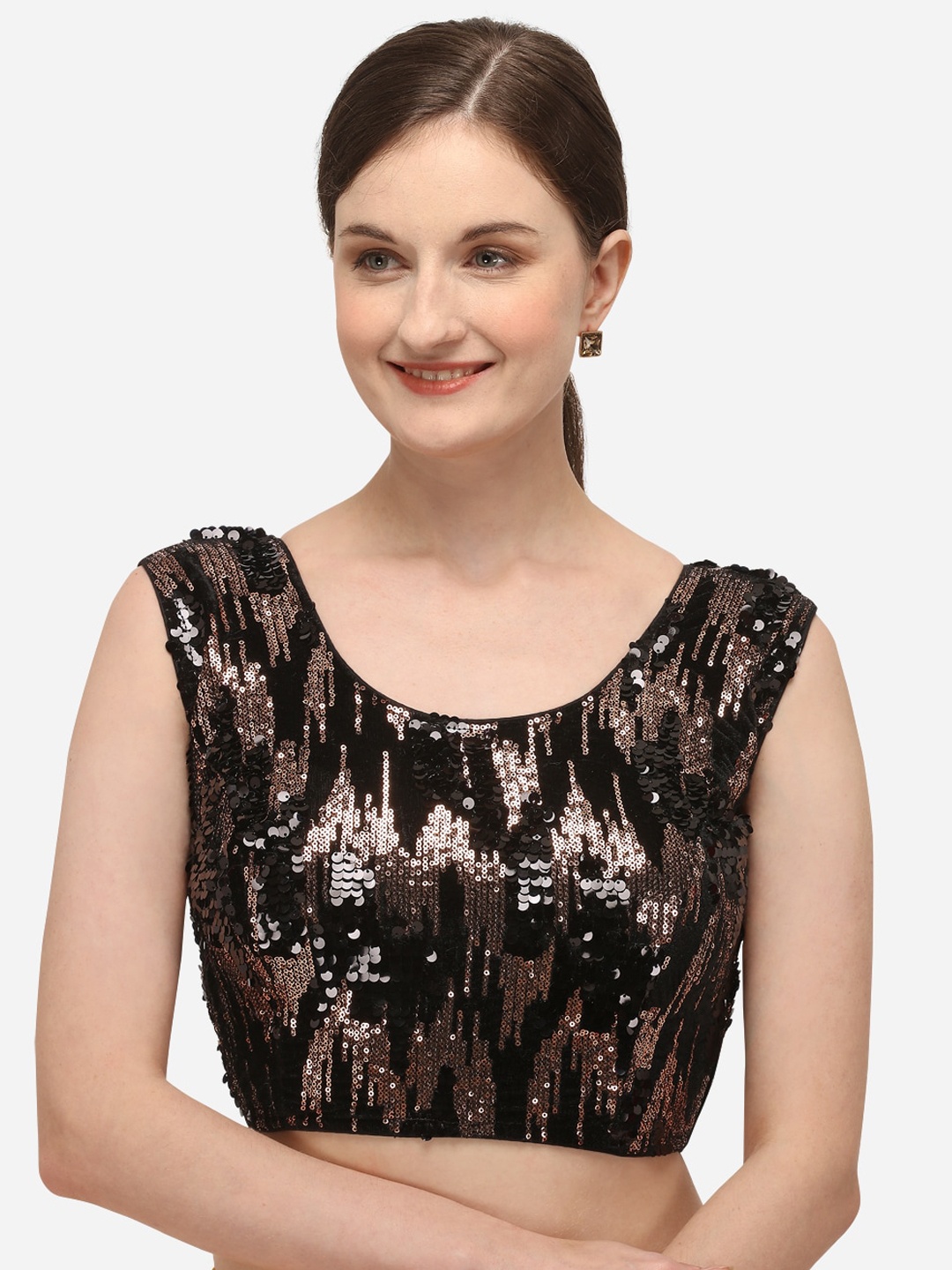 

Fab Viva Black Embroidered & Sequences Saree Blouse