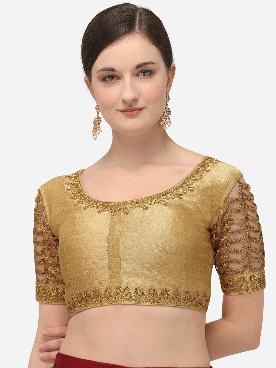 

Fab Viva Women Beige Embroidered Saree Blouse
