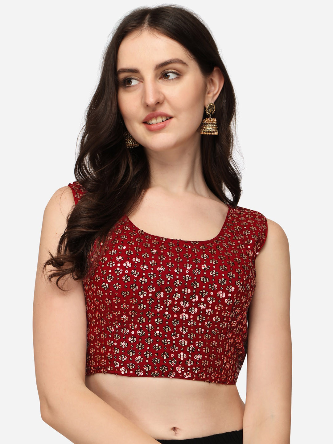 

Fab Viva Women Red Embroidered Saree Blouse