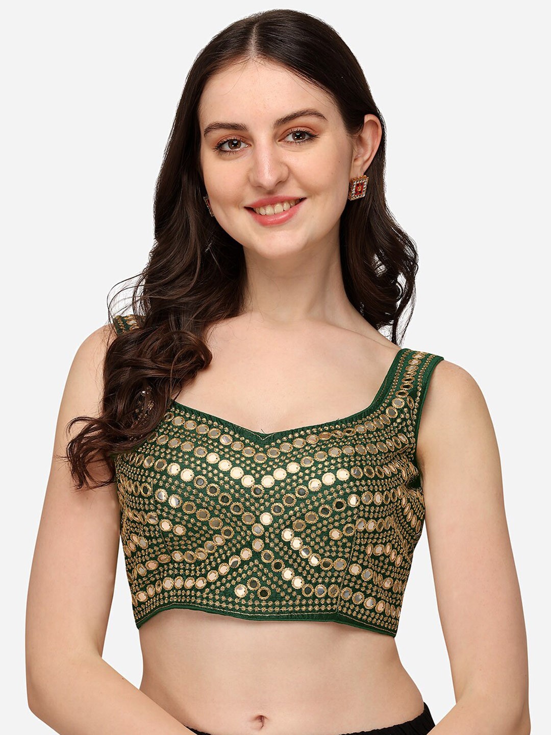 

Fab Viva Green Embroidered Saree Blouse