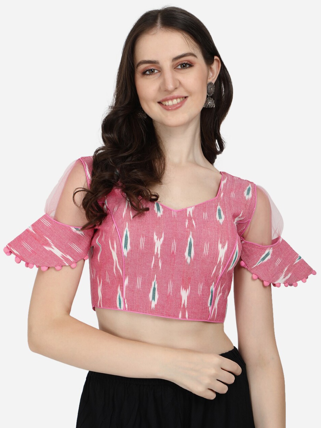 

Fab Viva Pink Printed Cotton Saree Blouse
