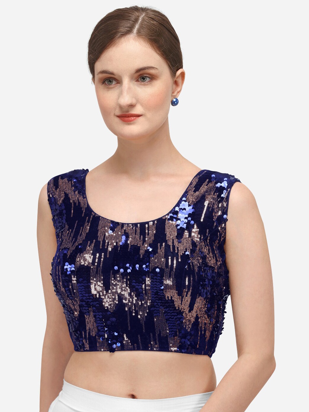 

Fab Viva Blue Embroidered & Sequence Saree Blouse