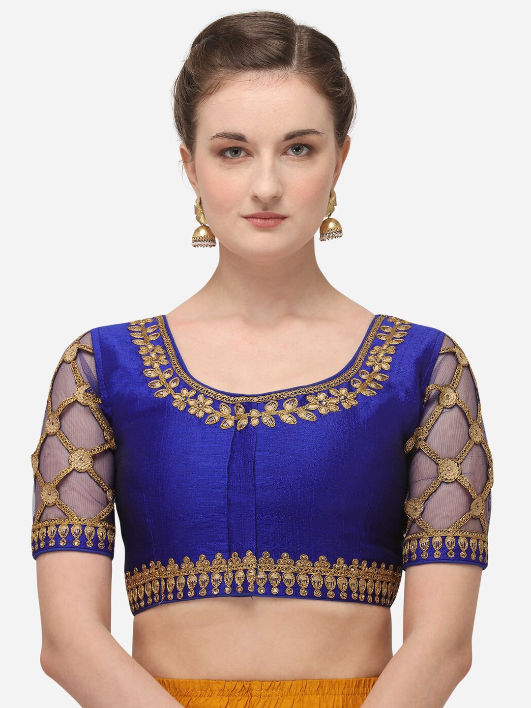 

Fab Viva Blue Embroidered Saree Blouse