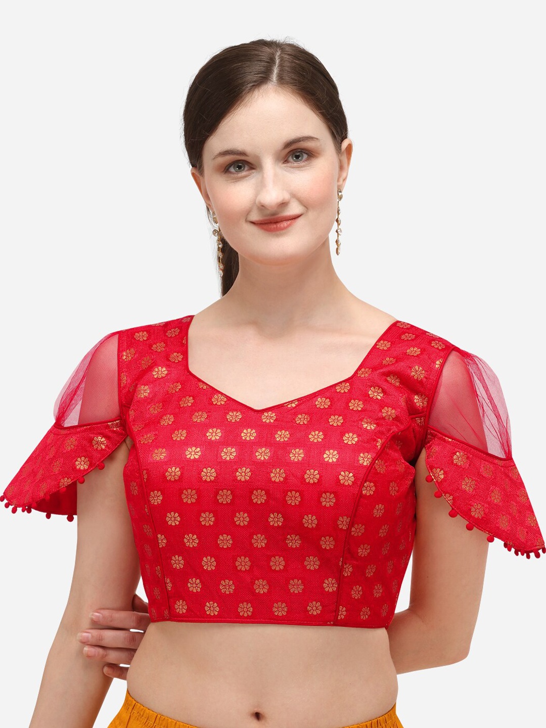 

Fab Viva Red Printed Saree Blouse