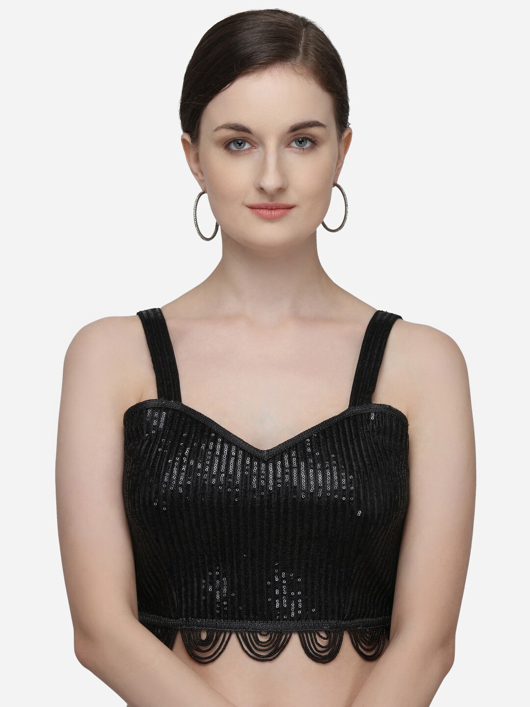 

Fab Viva Black Embellished Saree Sequences Blouse