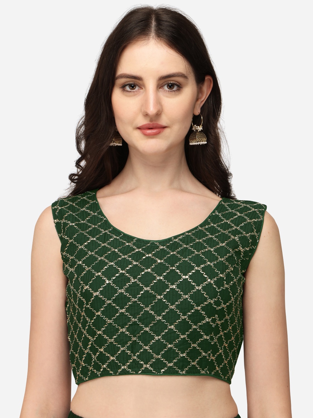 

Fab Viva Women Green Embroidered Chanderi Saree Blouse