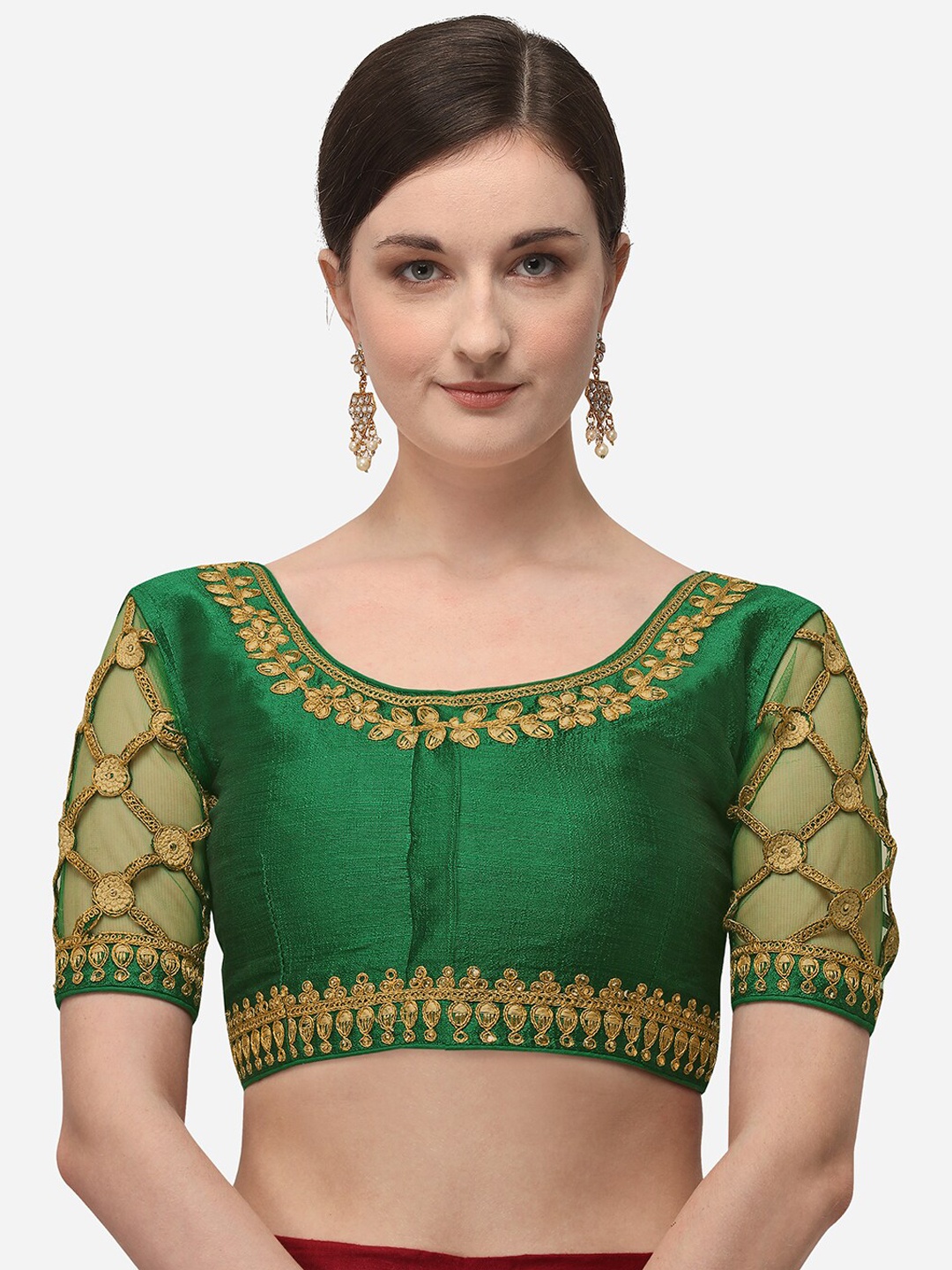 

Fab Viva Green Embroidered Saree Blouse