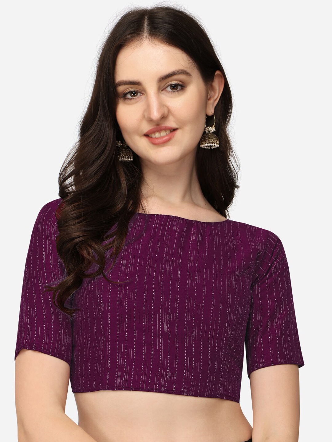 

Fab Viva Women Purple Blooming Foil Printed Saree Blouse