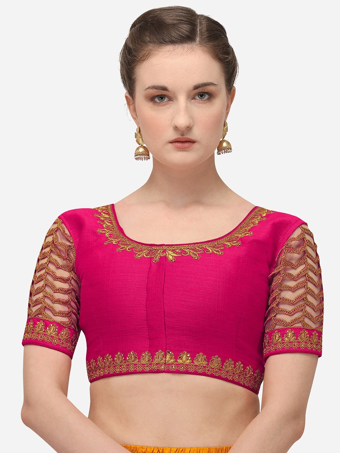 

Fab Viva Pink Embroidered Saree Blouse
