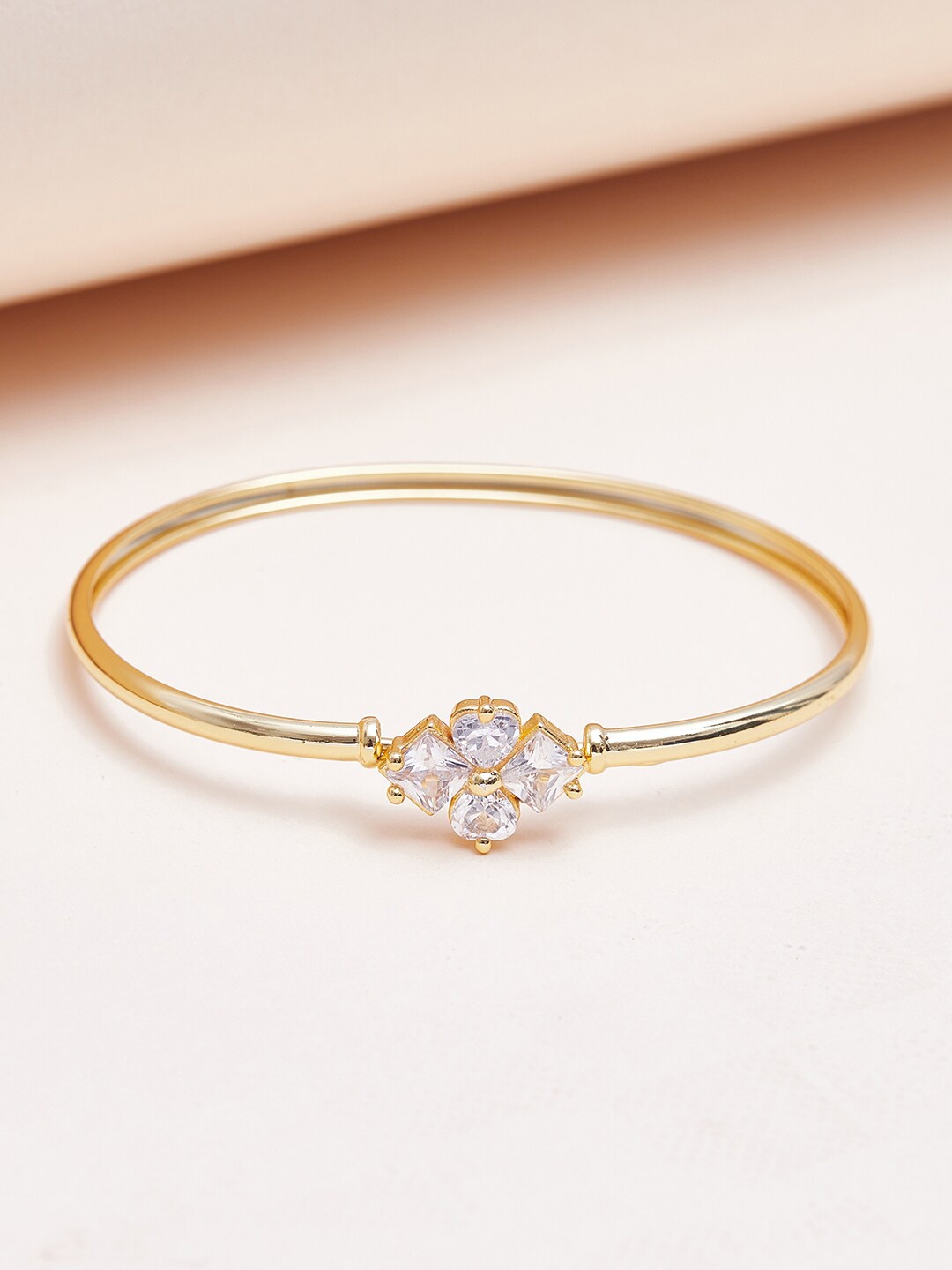 

Voylla Women Brass Cubic Zirconia Gold-Plated Bangle-Style Bracelet
