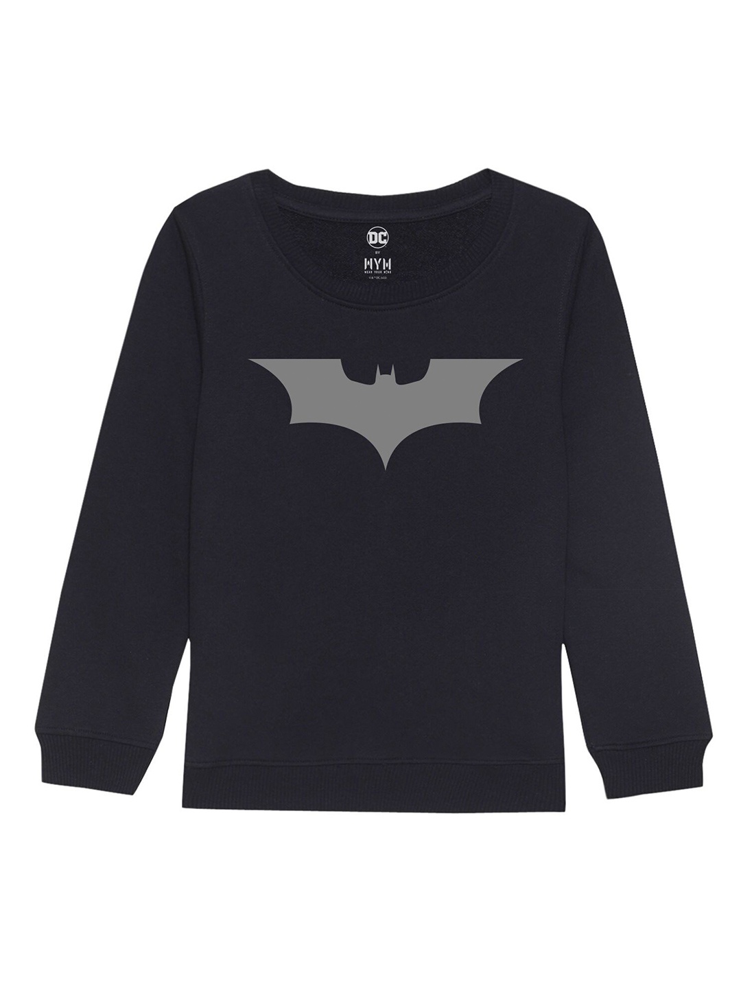 

DC by Wear Your Mind Unisex Kids Navy Blue Graphic Printed Cotton Sweatshirt