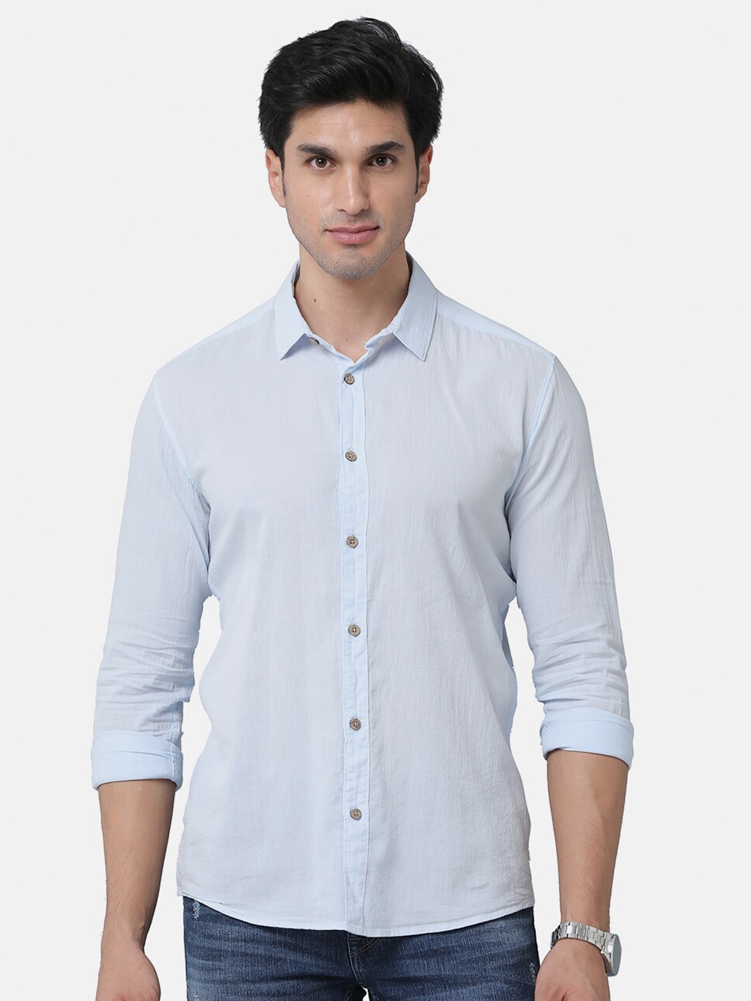 

Voi Jeans Men Blue Slim Fit Checked Casual Shirt