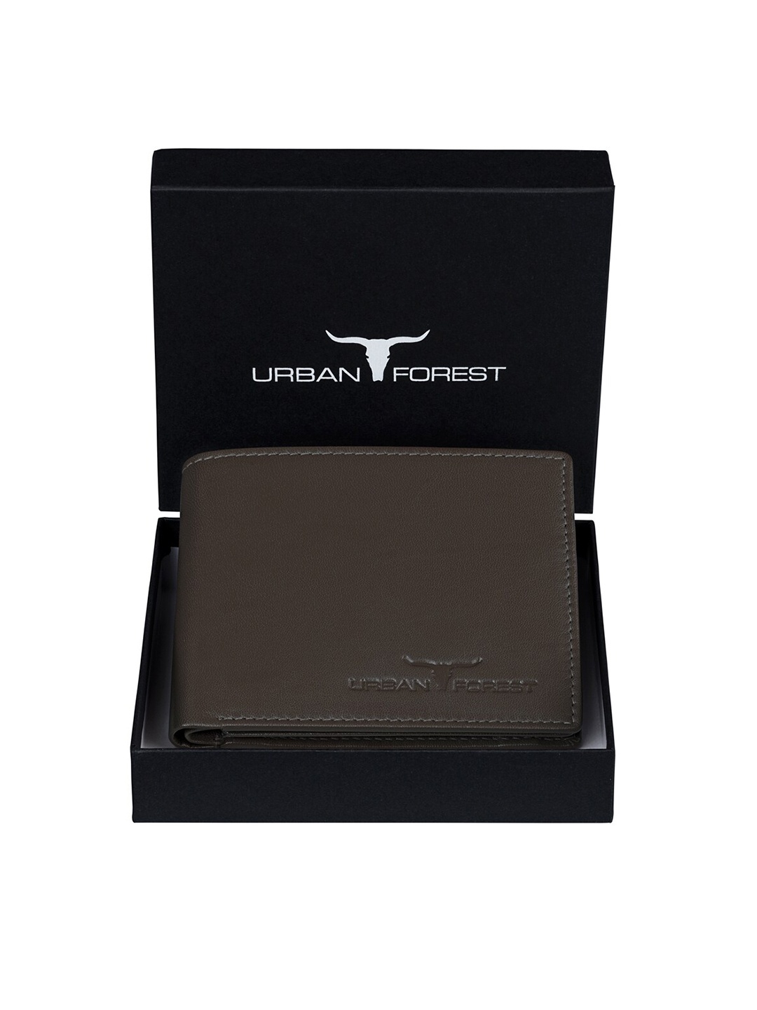 

URBAN FOREST Men Leather Two Fold Wallet, Grey