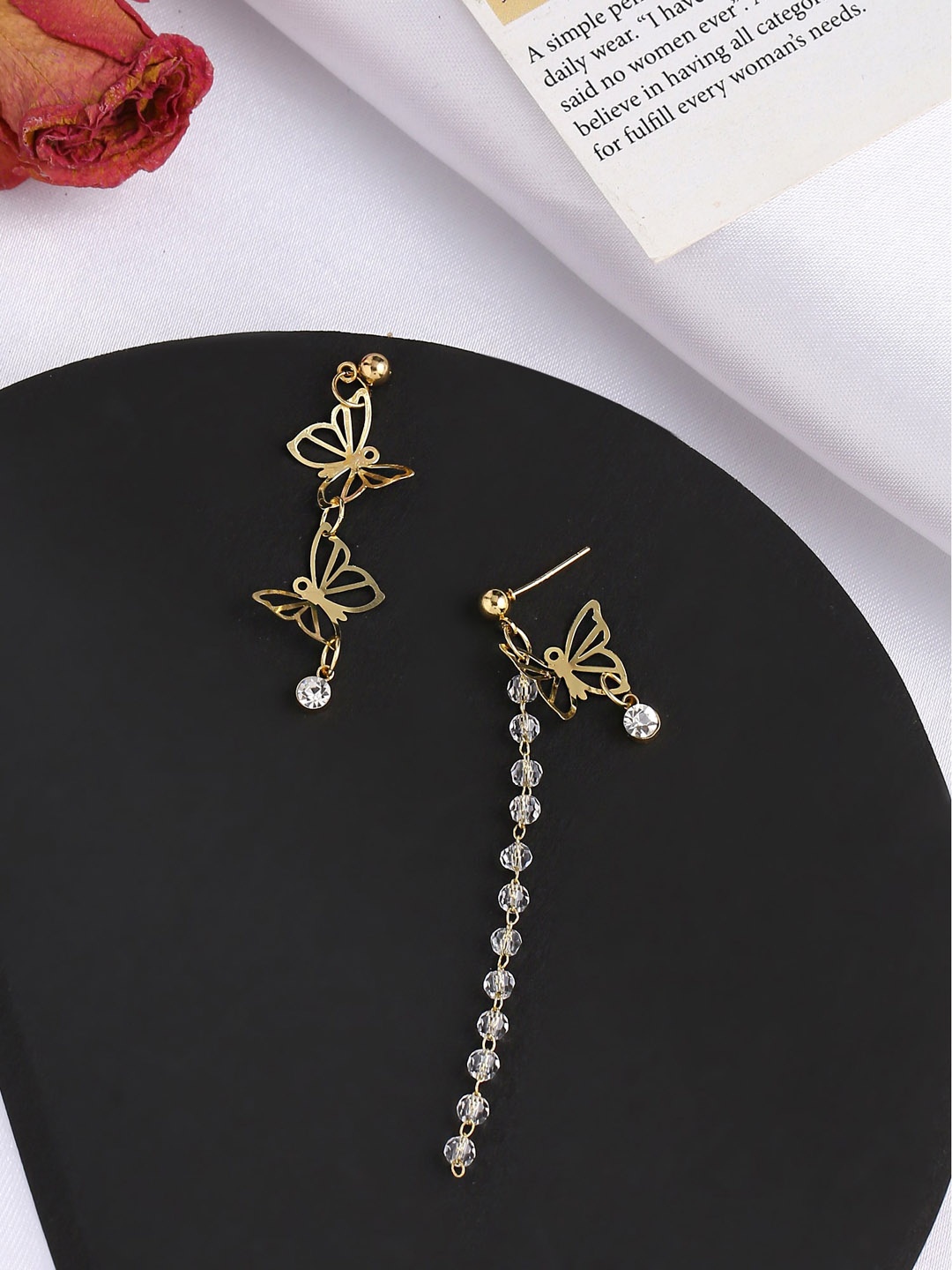 

Yellow Chimes Gold plated Mismatch Butterfly Designed Dangle Earring