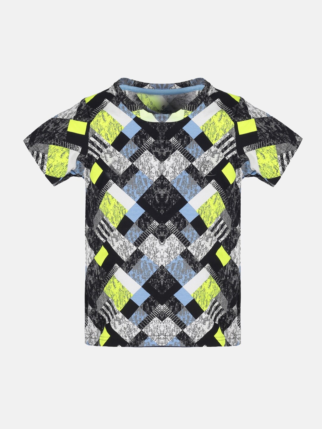 

KiddoPanti Boys Black & Lime Green Printed Cotton T-shirt