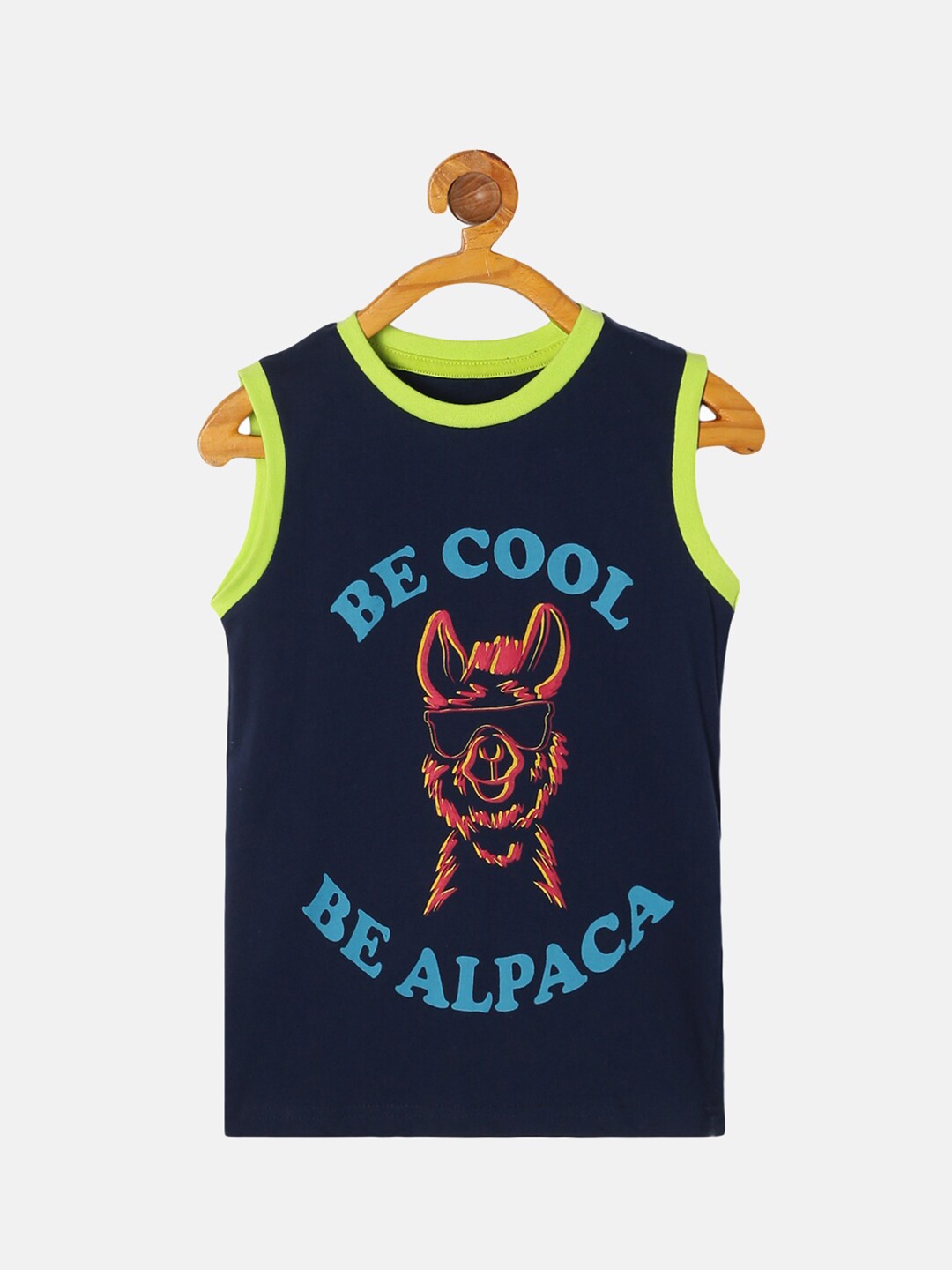 

KiddoPanti Boys Navy Blue Printed Cotton T-shirt