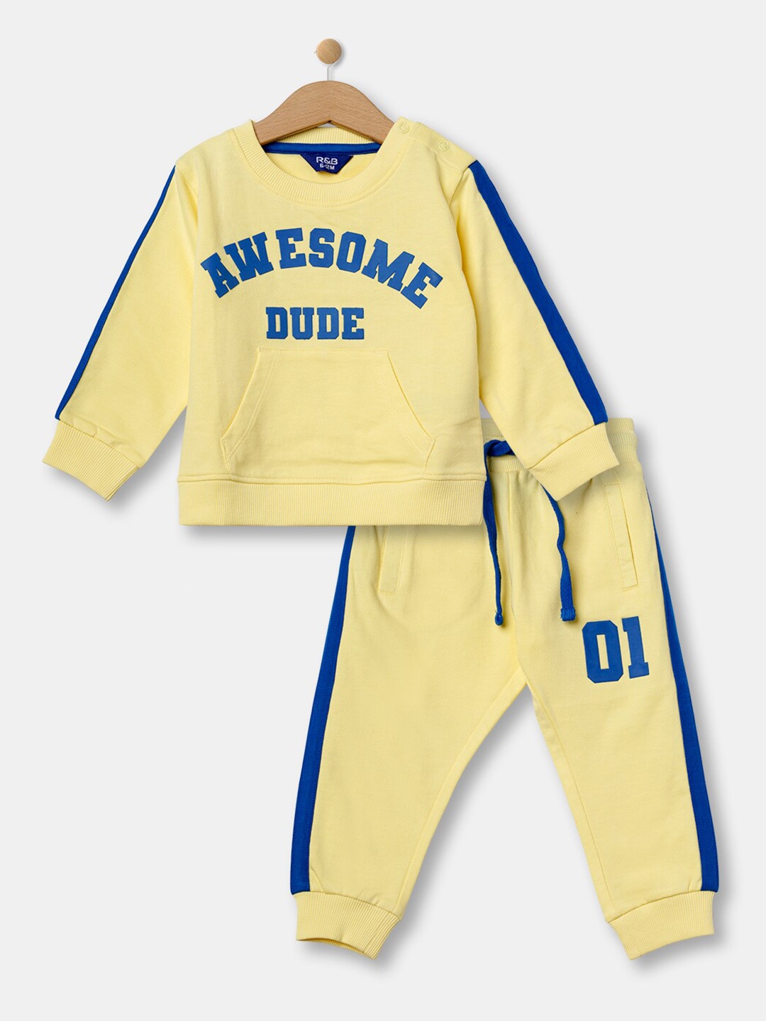

R&B Boys Printed T-shirt with Trousers, Yellow