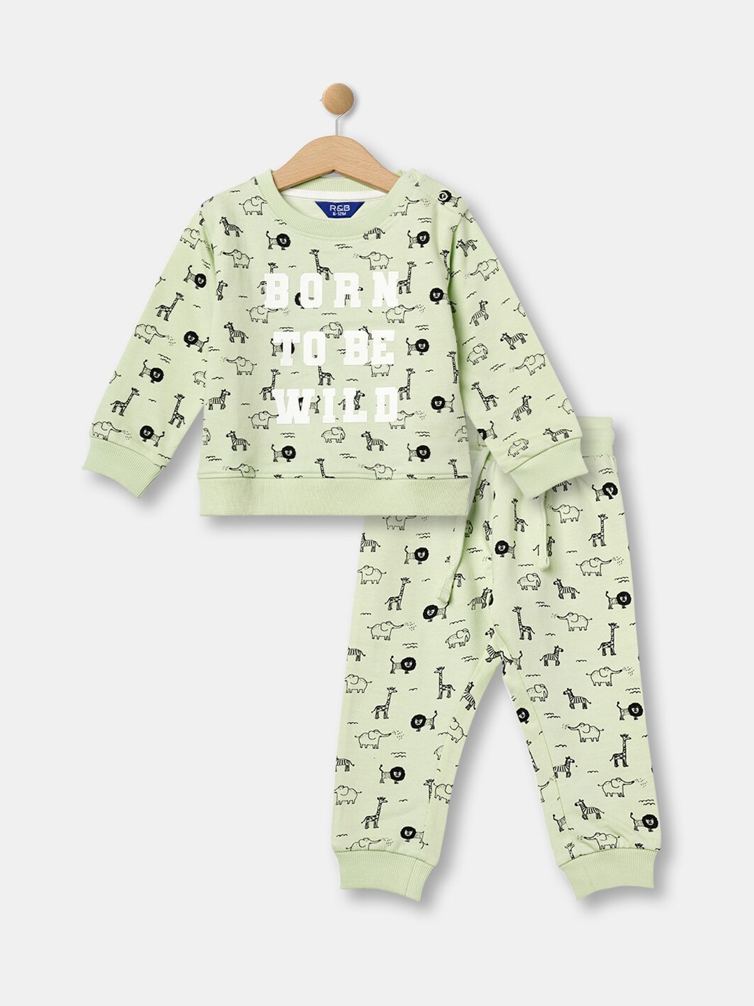 

R&B Boys Printed T-shirt with Trousers, Green