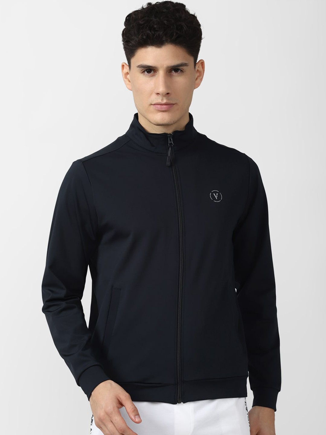 

Van Heusen Flex Men Navy Blue Open Front Sports Cycling Jacket